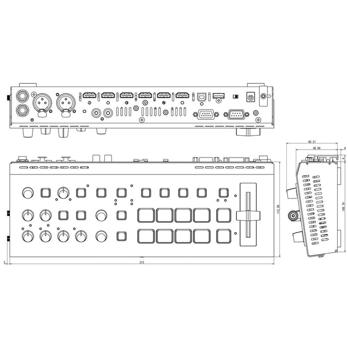 Roland V-1HD⁺ HD Video Switcher front and rear view