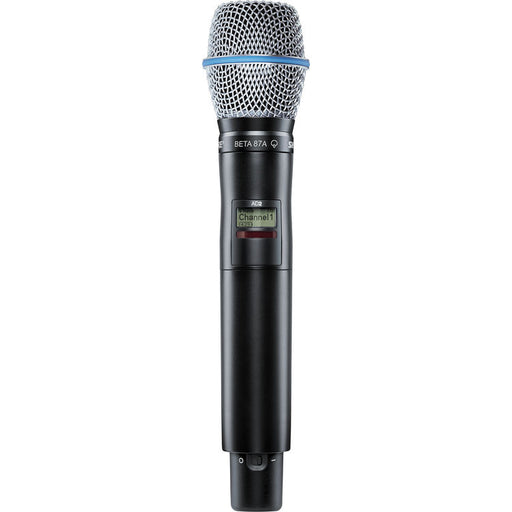 Shure AD2/B87A digital handheld wireless microphone transmitter with Beta 87A capsule and G57 frequency range from 470 to 616 MHz
