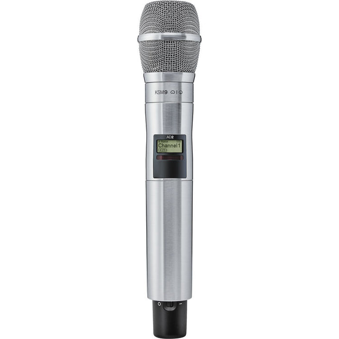 Shure AD2/KSM9N digital handheld wireless microphone transmitter with KSM9 nickel capsule and G57 frequency range from 470 to 616 MHz