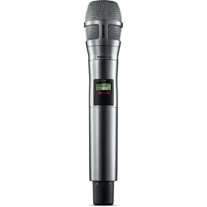 Shure AD2/N8CN digital handheld wireless microphone transmitter with Nexadyne 8/C cardioid capsule, nickel finish, and G57 frequency range