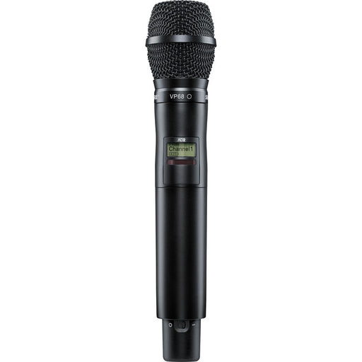 Shure AD2/VP68 digital handheld wireless microphone transmitter with VP68 omnidirectional capsule and G57 frequency range from 470 to 616 MHz