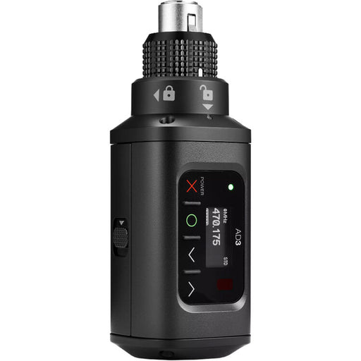 Shure AD3 Axient Digital wireless plug-on microphone transmitter with XLR connectivity and G57 frequency range from 470 to 616 MHz