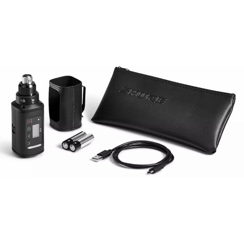 Shure AD3 Axient Digital wireless plug-on microphone transmitter with XLR connectivity and G57 frequency range from 470 to 616 MHz