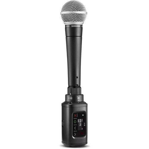 Shure AD3 Axient Digital wireless plug-on microphone transmitter with XLR connectivity and G57 frequency range from 470 to 616 MHz