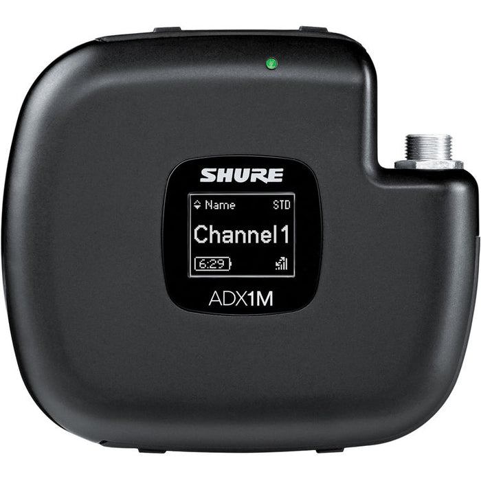 Shure ADX1M digital micro bodypack wireless transmitter with ultra-compact design and G57 frequency range from 470 to 616 MHz