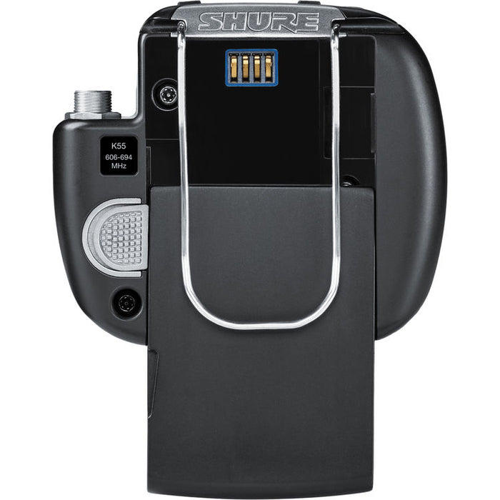 Shure ADX1M digital micro bodypack wireless transmitter with ultra-compact design and G57 frequency range from 470 to 616 MHz