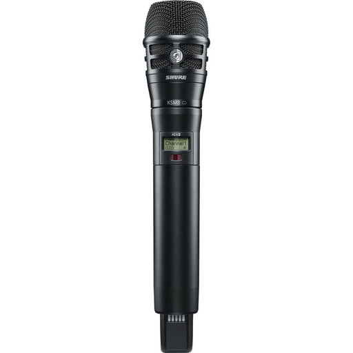 Shure ADX2/K8B digital handheld wireless microphone transmitter with KSM8 black dynamic capsule and G57 frequency range from 470 to 616 MHz