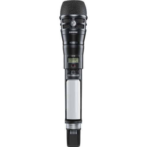 Shure ADX2/K8B digital handheld wireless microphone transmitter with KSM8 black dynamic capsule and G57 frequency range from 470 to 616 MHz