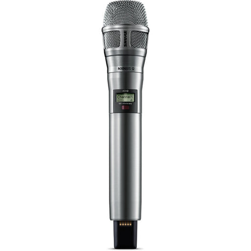 Shure ADX2/N8SN digital handheld wireless microphone transmitter with Nexadyne 8/S supercardioid capsule, nickel finish, and G57 frequency range