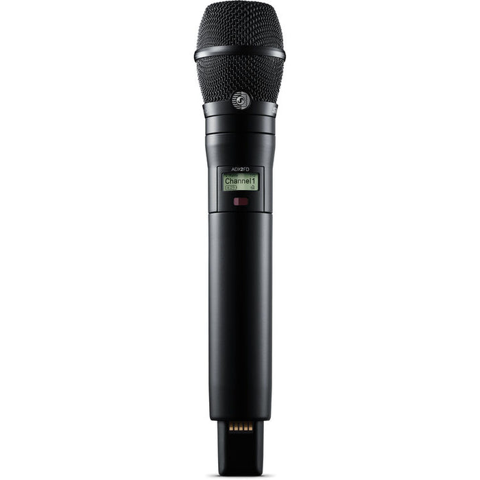 Shure ADX2FD/K11B digital handheld wireless microphone transmitter with KSM11B capsule, black finish, and G57 frequency range from 470 to 616 MHz
