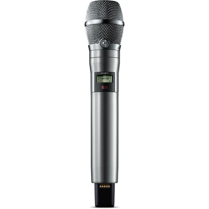 Shure ADX2FD/K11N digital handheld wireless microphone transmitter with KSM11N capsule, nickel finish, and G57 frequency range from 470 to 616 MHz