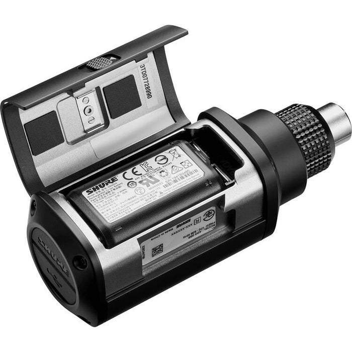 Shure ADX3 Axient Digital wireless plug-on transmitter with XLR input and G57 frequency range from 470 to 616 MHz
