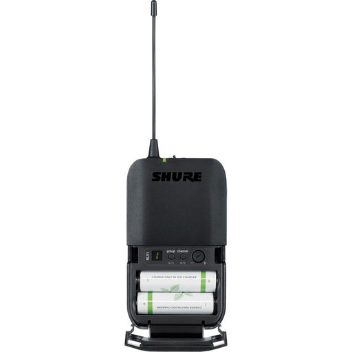 Shure BLX1 H10 wireless bodypack transmitter with TA4F connector for lavalier, headset, and instrument applications