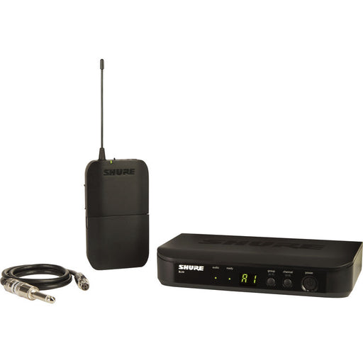 Shure BLX14 H9 wireless guitar system with bodypack transmitter and receiver for electric guitar and bass