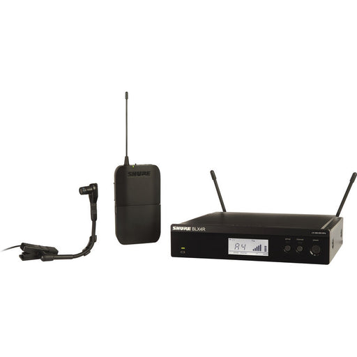 Shure BLX14R B98 H9 rackmount wireless cardioid instrument microphone system with clip-on condenser mic and BLX4R receiver
