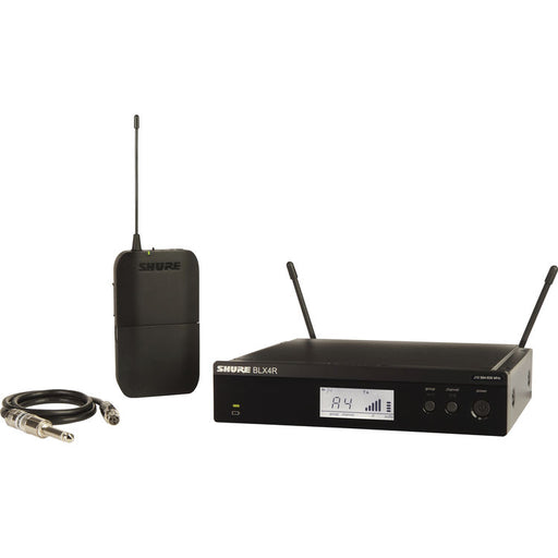 Shure BLX14R J11 rackmount wireless guitar system with BLX4R receiver and BLX1 bodypack transmitter for guitar and bass