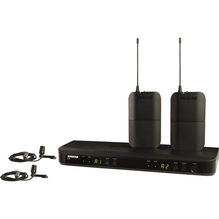 Shure BLX188/CVL dual-channel wireless lavalier microphone system with CVL mics and H10 frequency band