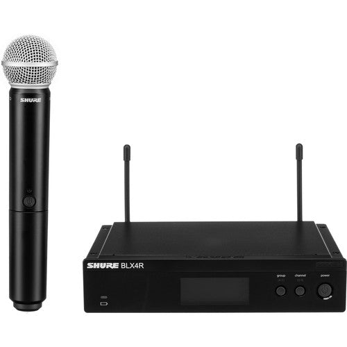 Shure BLX24R/B58 wireless handheld microphone system with Beta 58A capsule and rackmount receiver (H11: 572–596 MHz)