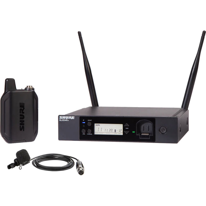 Shure GLXD14R+ Dual-Band Wireless Presenter Rack System with WL185 Lavalier Microphone and GLXD4R+ Receiver