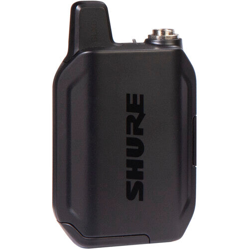 Shure GLXD16+ dual-band wireless guitar pedal system with integrated pedal receiver and bodypack transmitter.