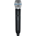 Shure GLXD2+ dual-band wireless handheld transmitter with BETA 87A supercardioid condenser microphone capsule.