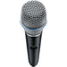 Shure GLXD2+ dual-band wireless handheld transmitter with BETA 87A supercardioid condenser microphone capsule.