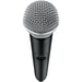 Shure GLXD2+ dual-band wireless handheld transmitter with SM58 dynamic vocal microphone capsule.