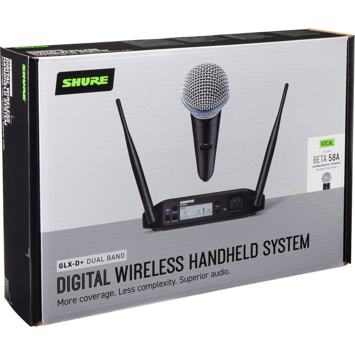 Shure GLXD24+ Dual-Band Wireless Microphone System with BETA 58A for professional vocal performance