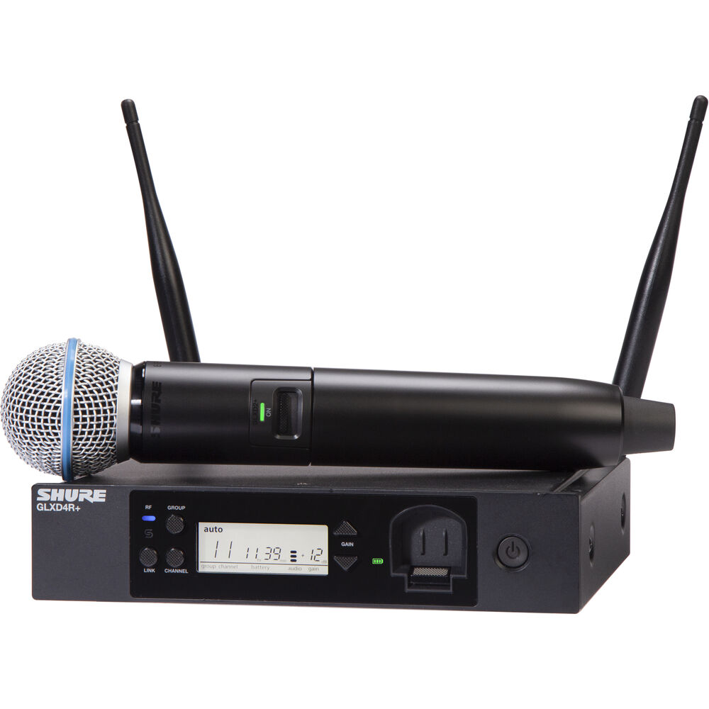 Shure GLXD24R+ Dual-Band Wireless Vocal Rack System with BETA 58A Micr ...