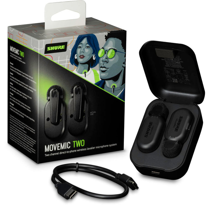 Shure MoveMic Two dual wireless clip-on microphones for mobile devices