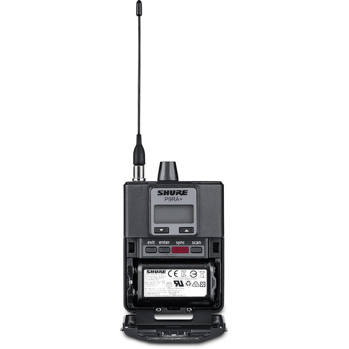 Shure P9RA+ wireless diversity bodypack receiver for PSM 900 in-ear monitoring systems operating in the G6 frequency band
