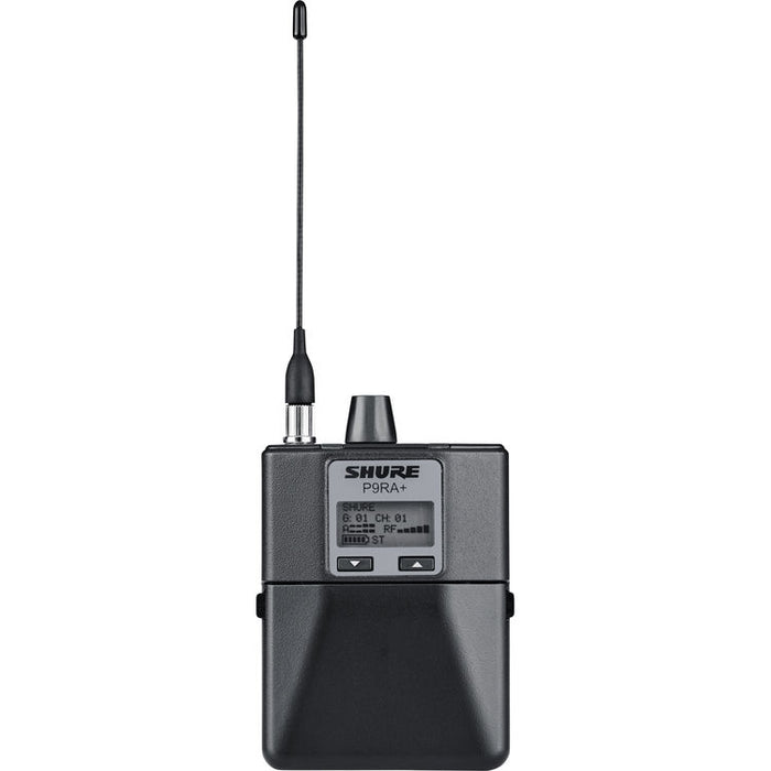 Shure P9RA+ wireless diversity bodypack receiver for PSM 900 in-ear monitoring systems operating in the H21 frequency band