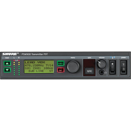 Shure P9T wireless transmitter for PSM 900 in-ear monitoring systems operating in the G6 frequency band