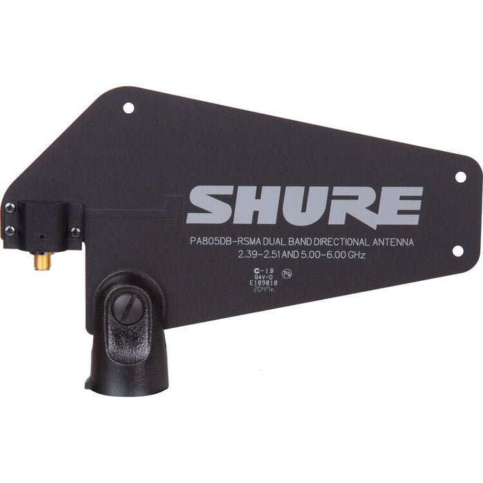 Shure PA805DB-RSMA dual-band passive directional antenna for GLX-D+ wireless systems operating on 2.4 GHz and 5.8 GHz bands