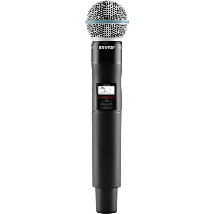Shure QLXD2/B58A-G50 digital wireless handheld microphone transmitter with Beta 58A capsule for professional live vocals