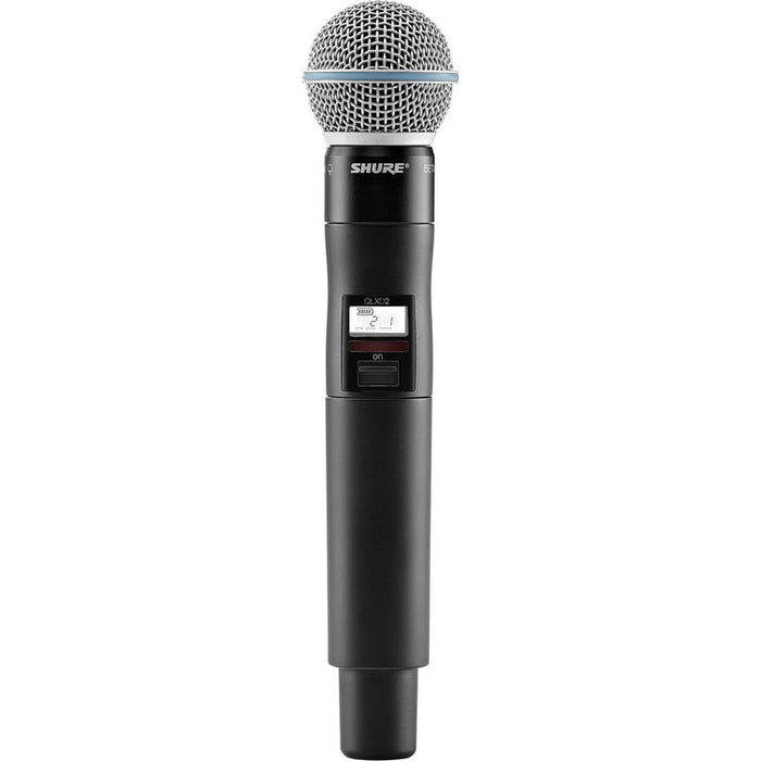 Shure QLXD2/B58A-V50 digital wireless handheld microphone transmitter with Beta 58A capsule for professional live vocals