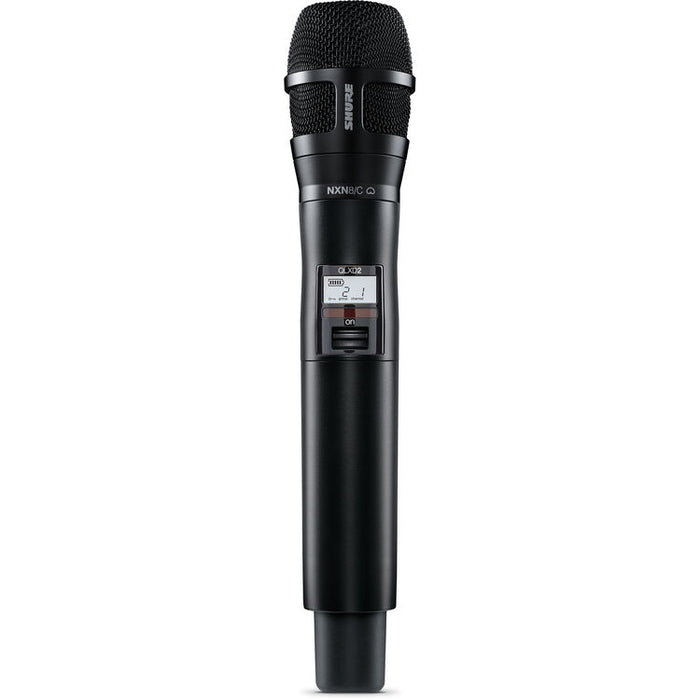 Shure QLXD2/N8C-V50 digital wireless handheld microphone transmitter with Nexadyne 8/C cardioid capsule for professional vocals