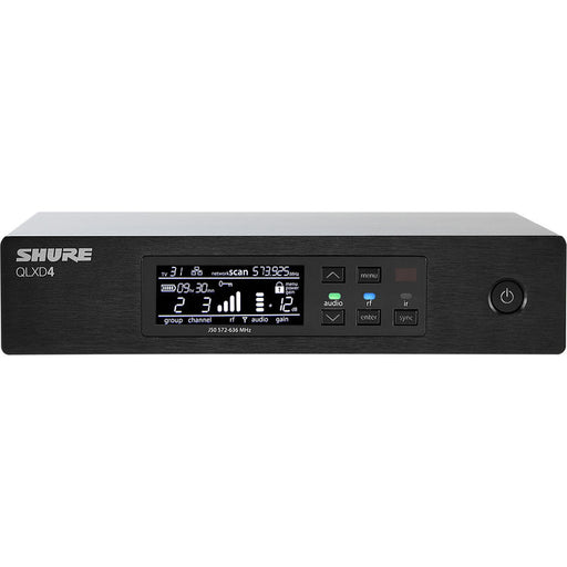 Shure QLXD4-V50 digital wireless receiver for QLX-D wireless microphone systems operating in the 174 to 216 MHz range