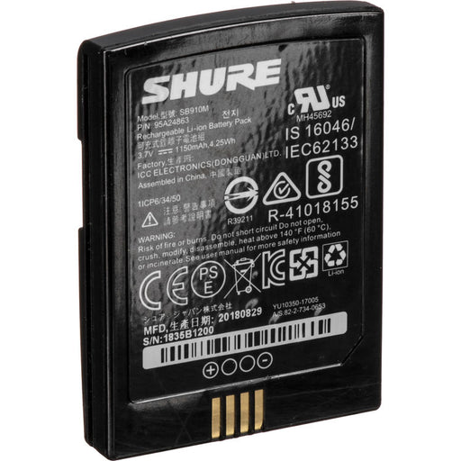 Shure SB910M rechargeable lithium-ion battery for ADX1M micro bodypack wireless transmitter