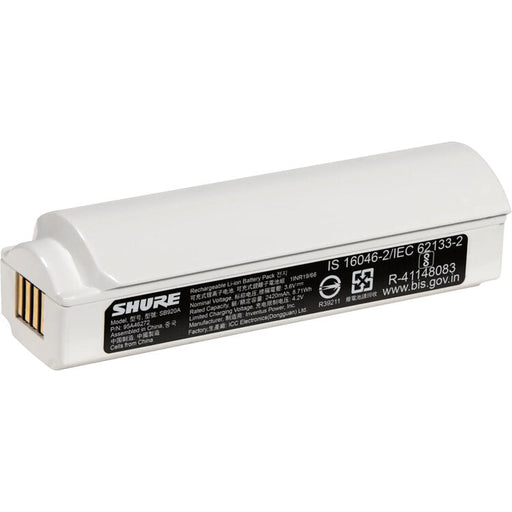 Shure SB920A rechargeable lithium-ion battery for compatible Shure wireless microphone systems
