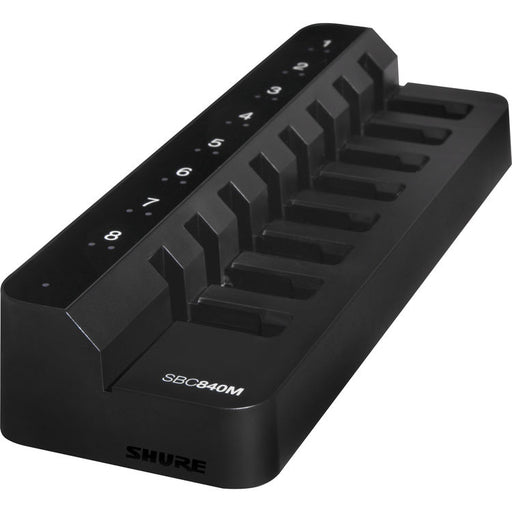 Shure SBC840M-US networked eight-bay battery-only tray charger for compatible Shure rechargeable micro transmitter batteries