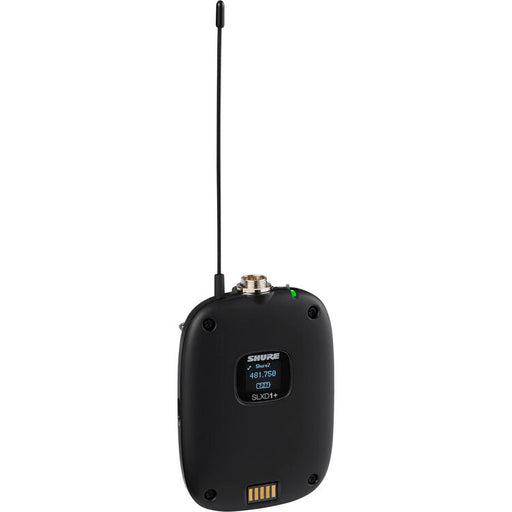 Shure SLXD1+ digital wireless bodypack transmitter for lavalier, headset, earset, and instrument applications.