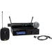 Shure SLXD124+/85M digital wireless combo microphone system with handheld transmitter and low-profile cardioid lavalier microphone.