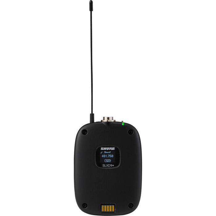 Shure SLXD14D+ dual-channel digital wireless bodypack system with dual receivers and bodypack transmitters for professional AV applications.