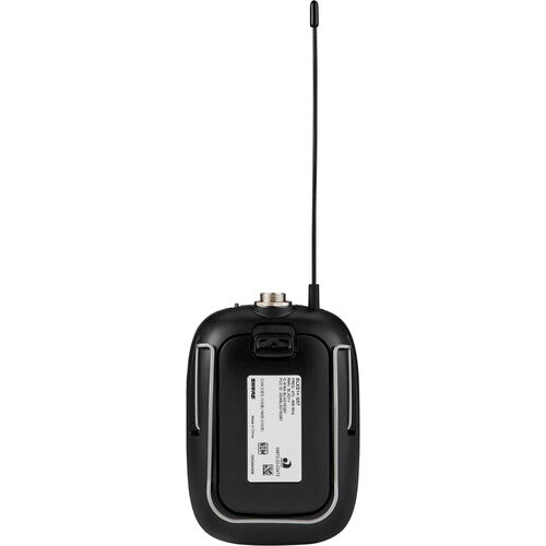 Shure SLXD15+ digital camera-mount wireless bodypack system with portable receiver and bodypack transmitter for broadcast and video production.
