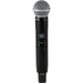 Shure SLXD2+ digital wireless handheld microphone transmitter with SM58 cardioid dynamic vocal capsule.