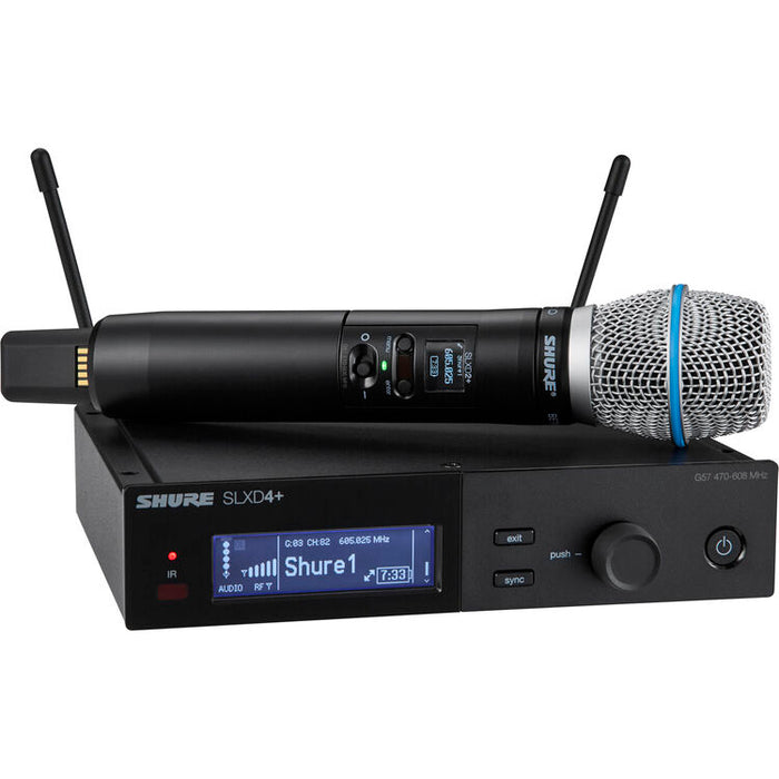 Shure SLXD24+/B87A digital wireless handheld microphone system with Beta 87A supercardioid condenser capsule.