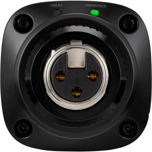 Shure SLXD3+ digital wireless plug-on transmitter for XLR microphones and professional field audio applications.