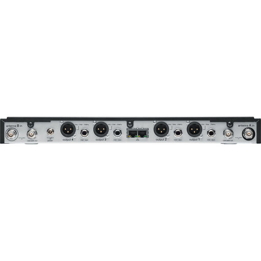 Shure SLXD4Q+ quad-channel digital wireless receiver for professional multi-channel SLX-D wireless systems.