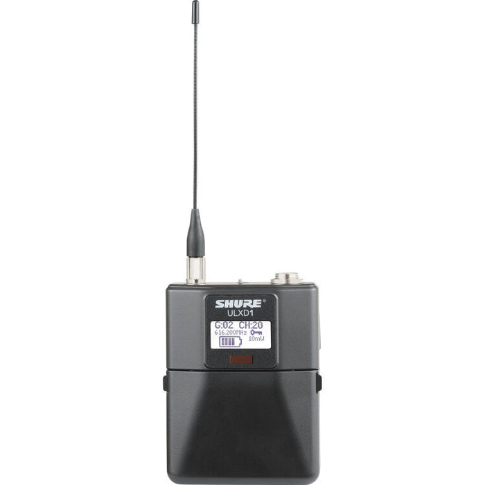 Shure ULXD1LEMO3-G57 digital wireless bodypack transmitter with 3-pin LEMO connector for professional microphones in 470–608 MHz band